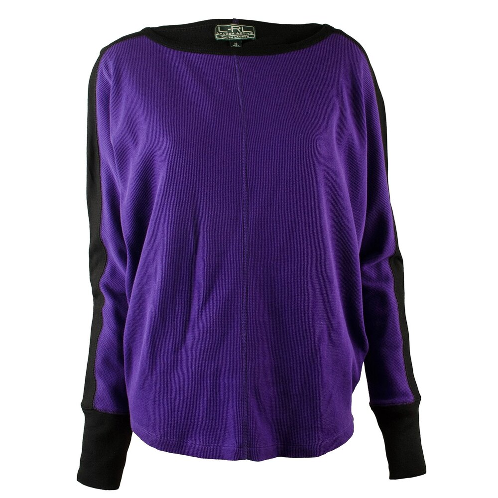 NWT Ralph Lauen Women's Waffle-Knit Colorblocked Top PB XS $65